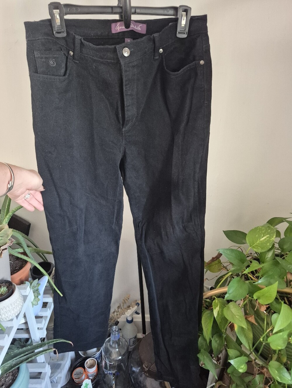Sz 14 Gloria Vanderbilt Black Velour Pants